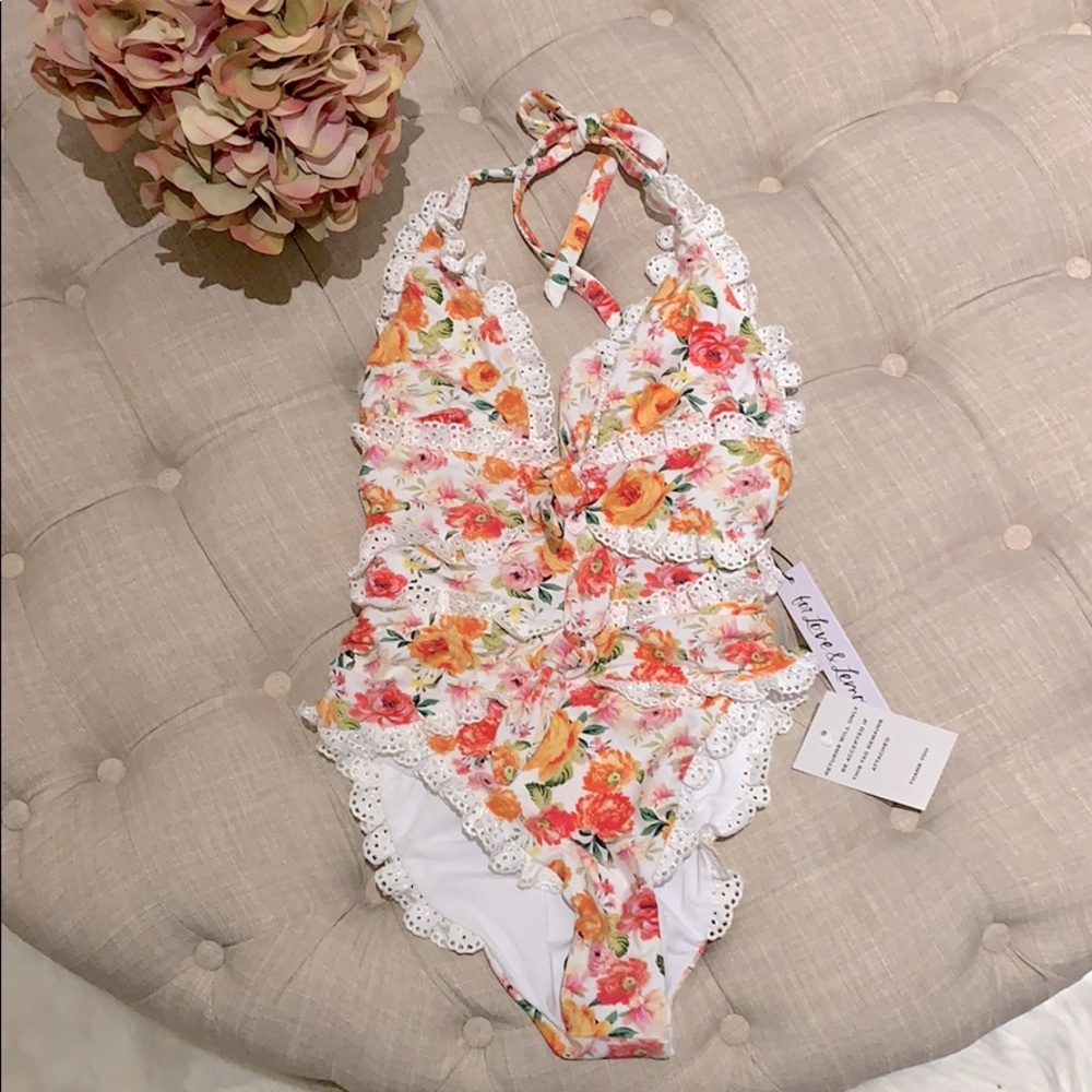 New For Love & Lemons Augusta floral One Piece